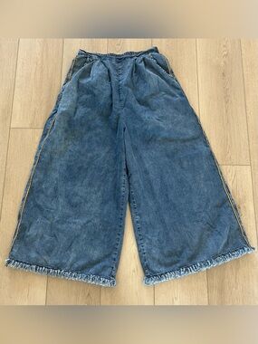 Three Bird Nest Wide Leg Denim Culottes Pants Boho Hippie High Rise Women’s M